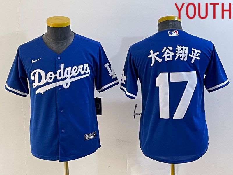 Youth Los Angeles Dodgers #17 Ohtani Blue Nike Game MLB Jersey style 3